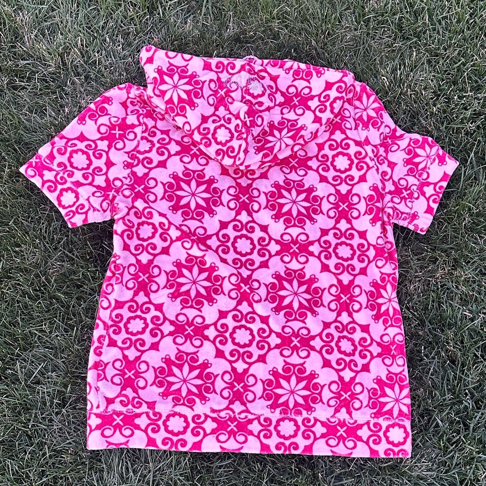 BCBG Tracksuit Trashy Y2K short 2000s Statement Pattern Hot Pink Terry Cloth Set - Picture 4 of 9